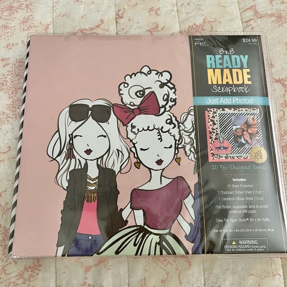 Elle Oh Elle 8 X 8 Ready Made Scrapbook By The Paper Studio, New. 60 Pc Girls - Picture 1 of 16